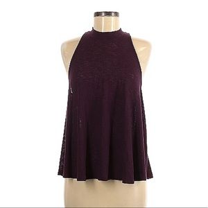 Express S Flowy Purple Tank with Keyhole Back
